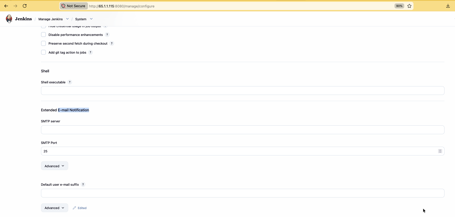 Jenkins system E-mail Notification — SMTP server