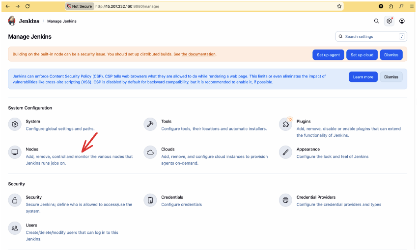 Manage Jenkins → Nodes → New Node